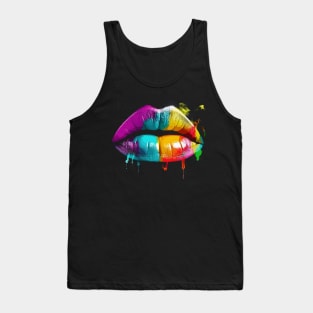 Colorful Rainbow Lips Vibrant and Eye-Catching LGBT Pride Shirt" Tank Top